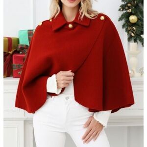Chicwish Bold Red Cape Blazer
